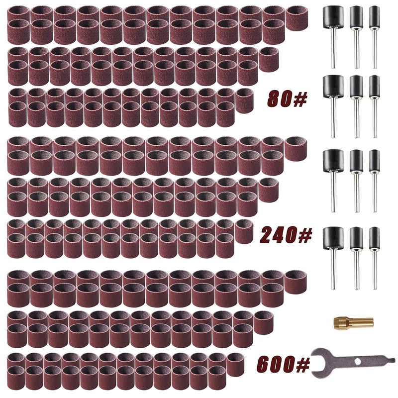 Juasky 239pcs Sanding Drums Set,Rotary Tool Sanding Drums, Sanding Bits Sander Accessories for Dremel Rotary Tool Drill Woodworking 80grit,240grit,600grit - Image 1